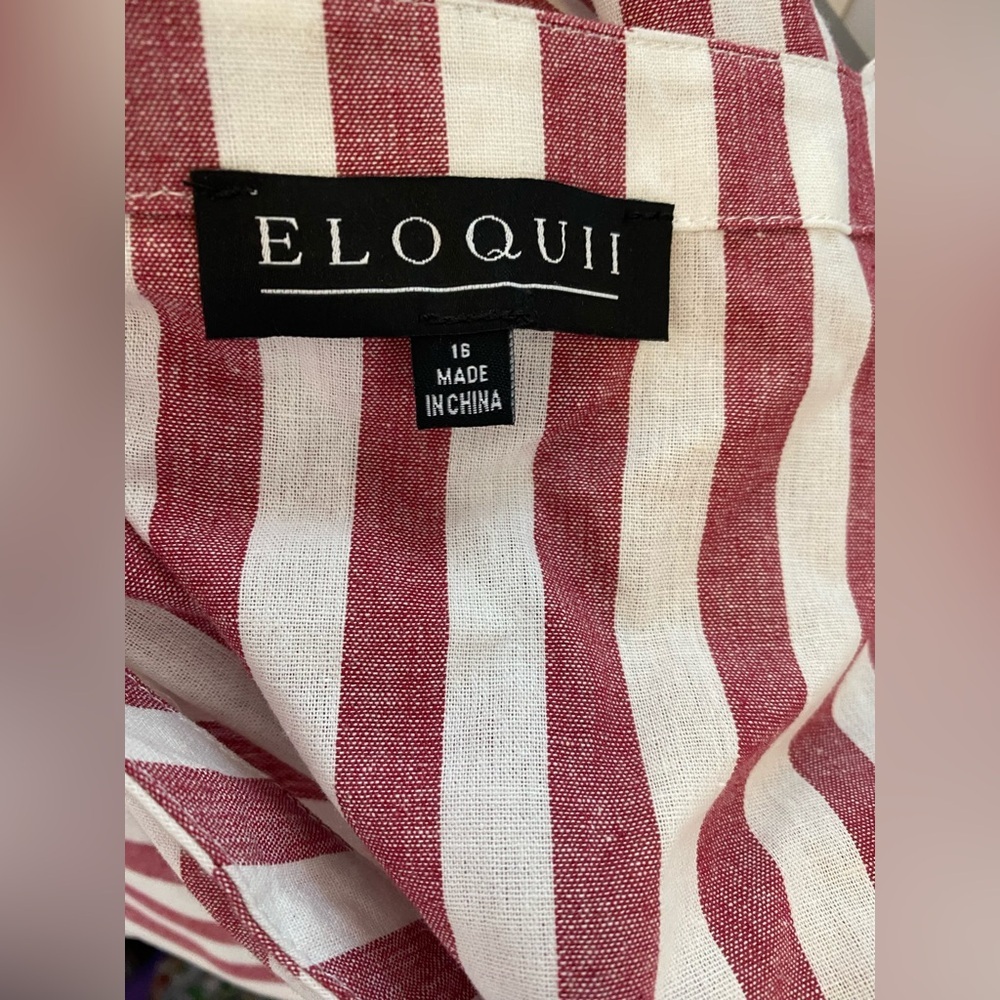Eloquii NWT Nordstrom Red Striped Button-Down Mid… - image 6